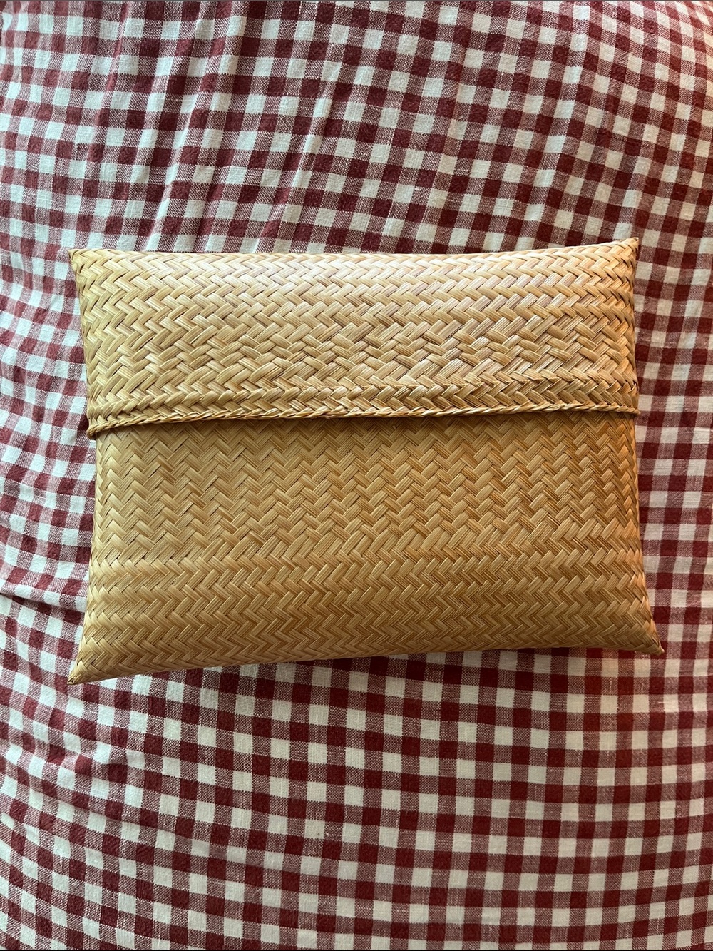 Woven Straw Envelope Clutch in Natural